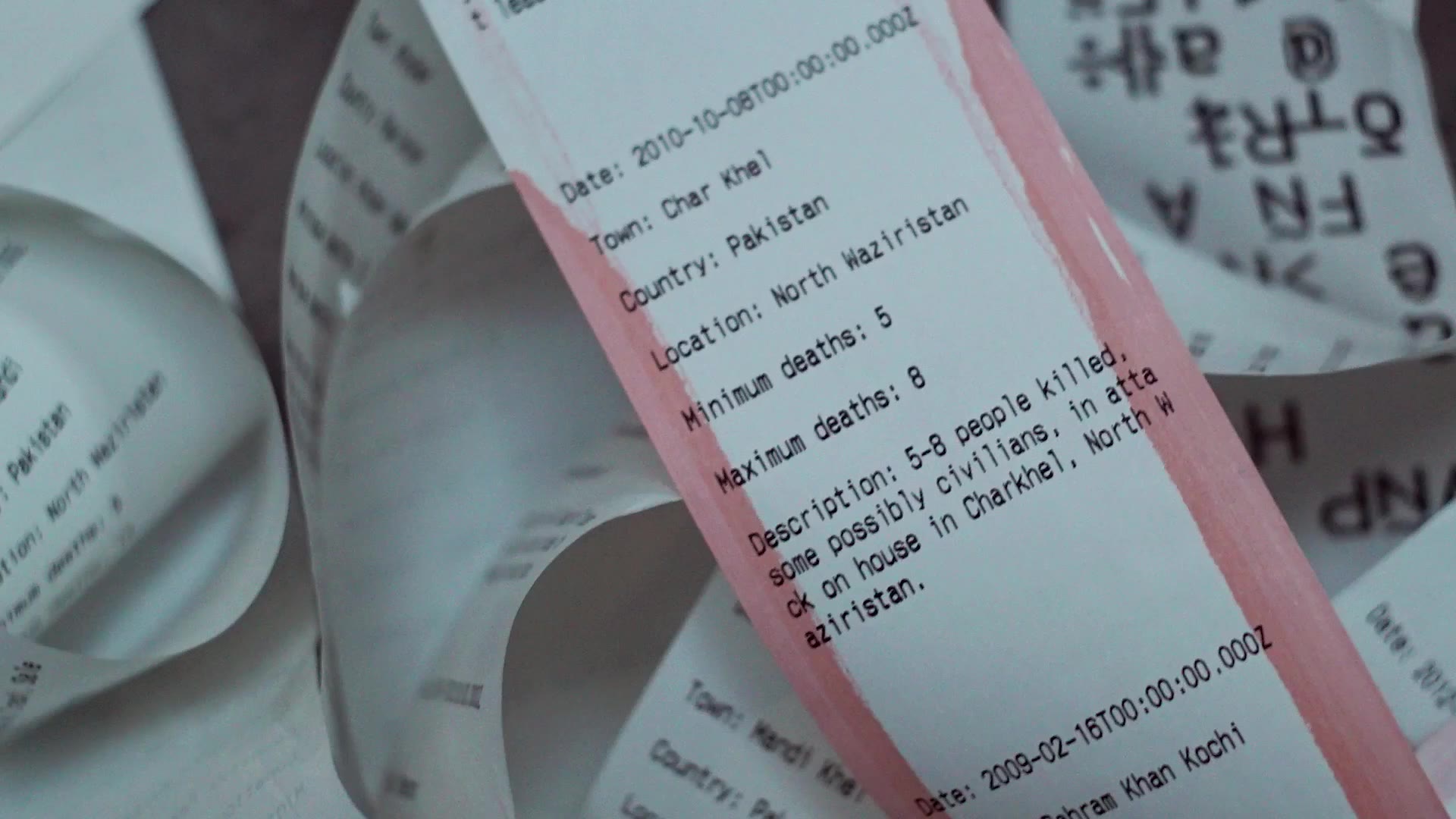 the printed record of a strike