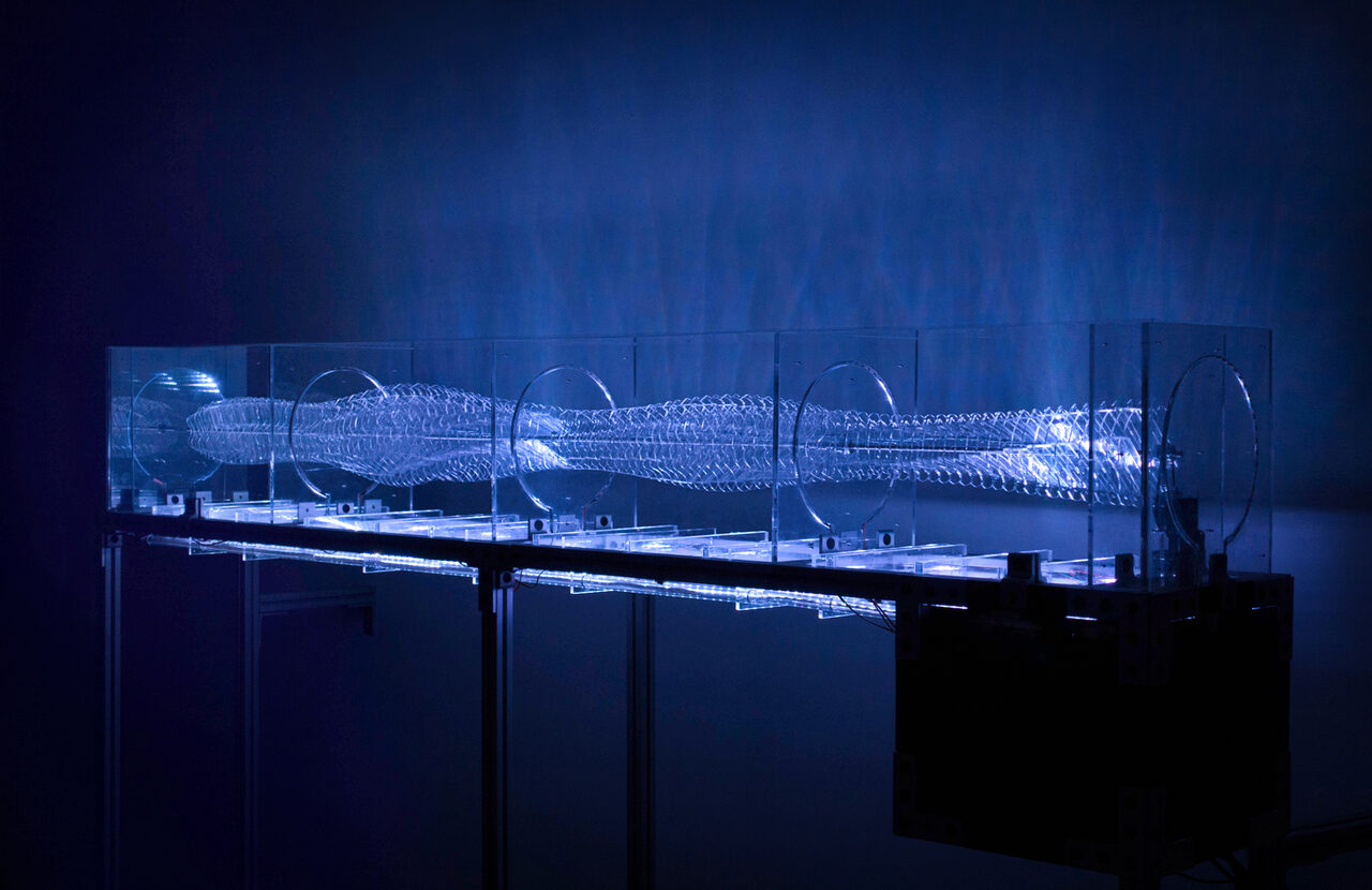 The 8 foot rotating sculpture, composed of 240 pieces