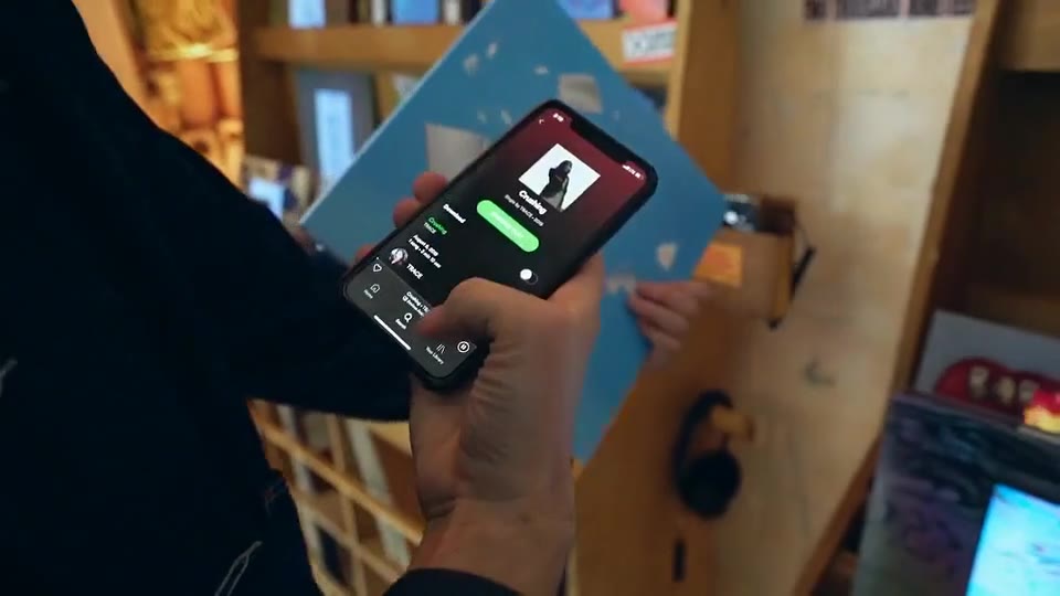 scanning a record with the Spotify app